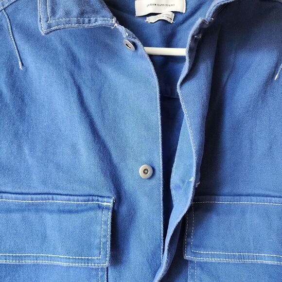 Urban Outfitters Denim Jacket Mens Size Medium Blue No Worries Button Up - Picture 6 of 10